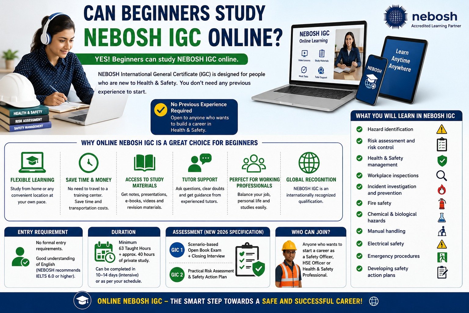 Beginners Can Study NEBOSH IGC Online Banner Image